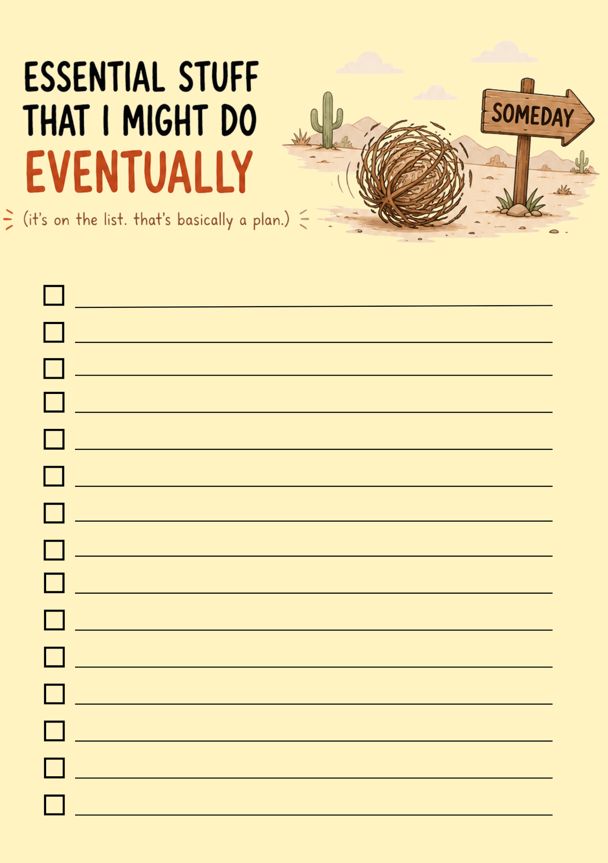 Essential Stuff I Might Do Eventually – A5 Notepad