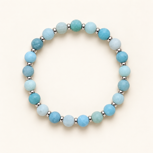Natural Frosted Amazonite Crystal Bracelet