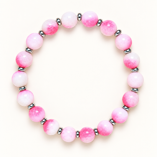 Natural Pink Tourmaline Crystal Bracelet