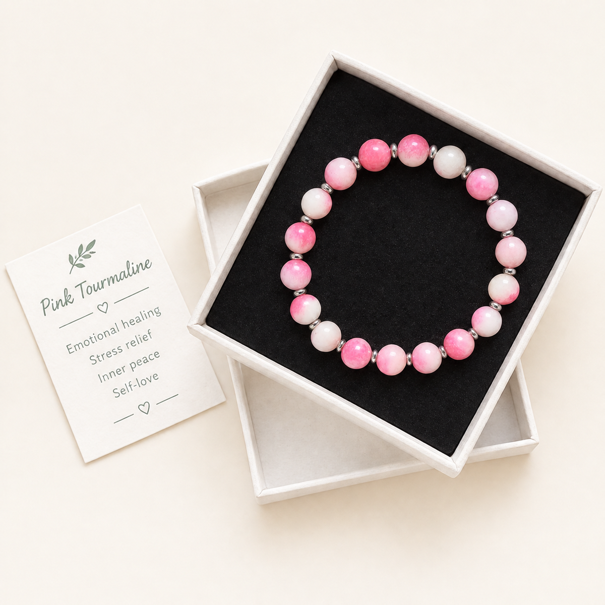 Natural Pink Tourmaline Crystal Bracelet