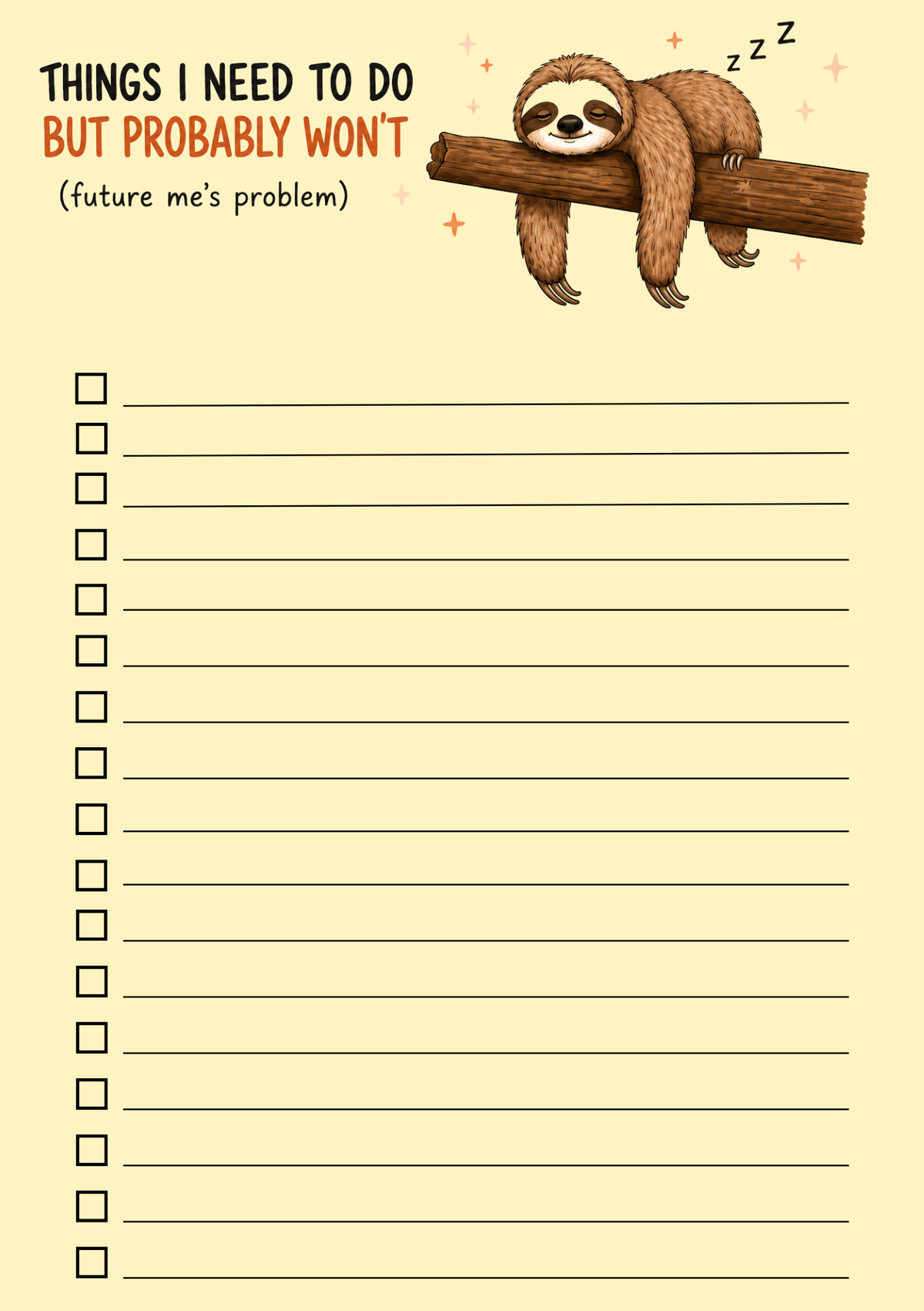 Things I Need to Do But Probably Won't – A5 Notepad